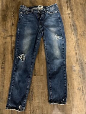PAIGE Dark Blue Distressed Skinny Jeans